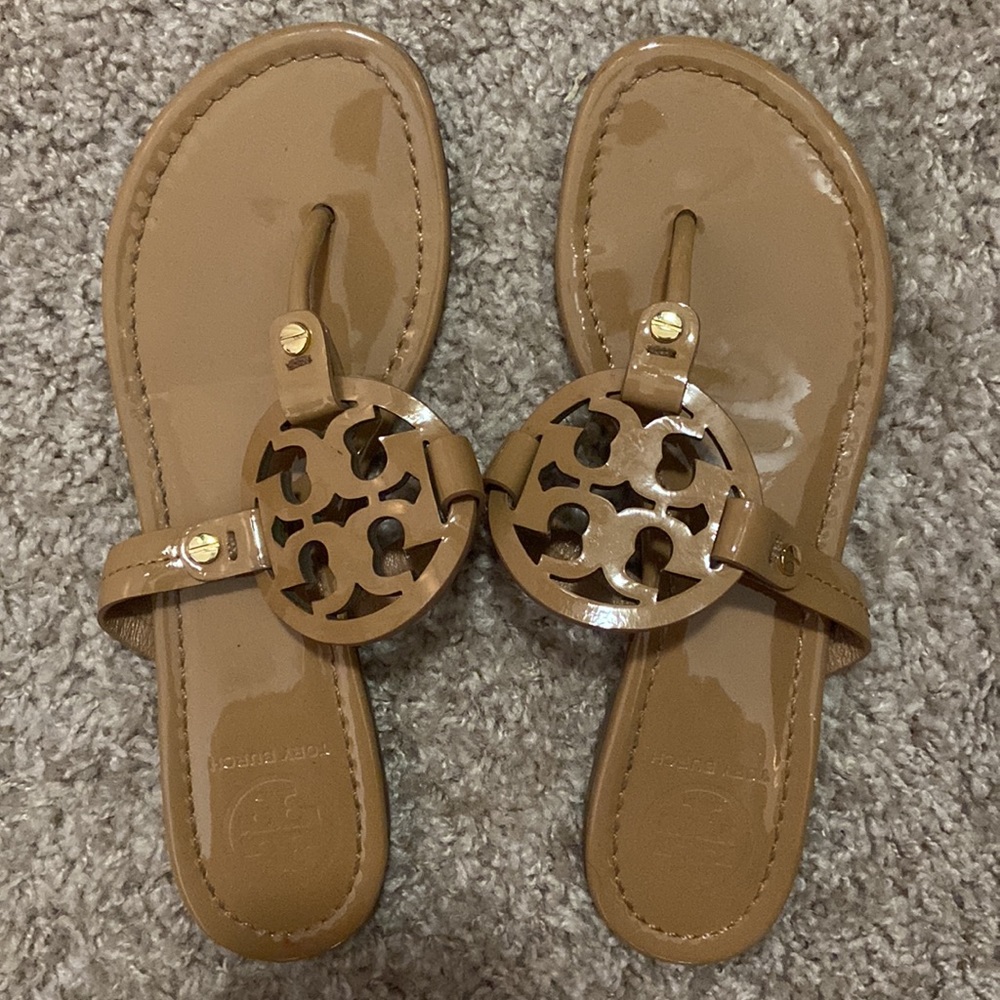 Tory Burch Nude Patent Leather Miller Sandal